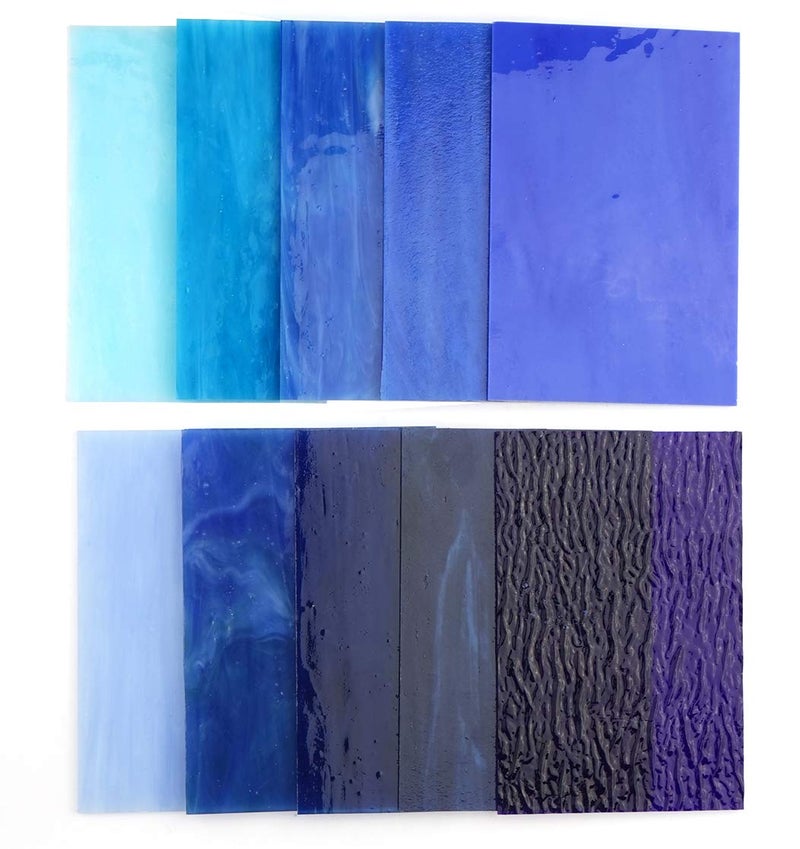 Lanyaniï¼ˆ10 Sheetsï¼‰Blue Variety Stained Glass Sheets 4 x 6 inch Opal Art Glass Pack Tiffany Glass, Mixed Textures - Image 5